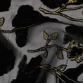 Grey and Black Floral Printed Synthetic Burnout Chiffon Velvet Fabric 140 Cms Width China-D28195