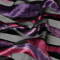 Grey and Purple Abstract Striped Printed Synthetic Burnout Chiffon Velvet Fabric 140 Cms Width China-D28190