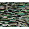 Grey and Green Metallic Abstract Striped Printed Synthetic Burnout Chiffon Velvet Fabric 140 Cms Width China-D28191