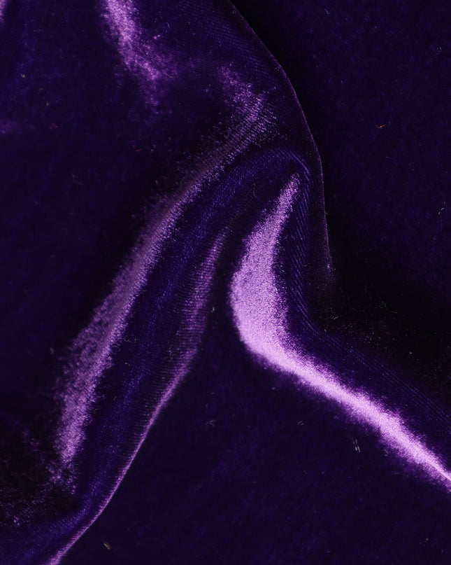 Deep Purple Silk Blended Velvet Plain Fabric 140 Cms From South Korea-D27262