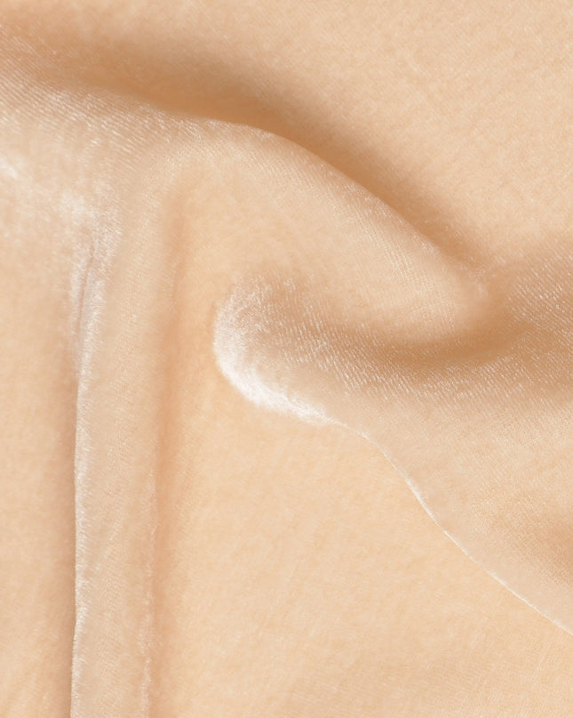 Champagne Beige Silk Blended Velvet Plain Luxury Fabric Soft Sheen Rich Texture Draping Material 140 Cms From South Korea-D27266