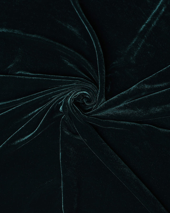 Dark Teal Silk Blended Velvet Plain Luxury Fabric Soft Sheen Rich Texture Draping Material 140 Cms From South Korea-D27265
