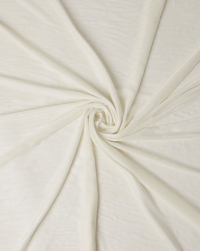 Pearl Ivory Self Silk Blended Velvet Fabric 140cm