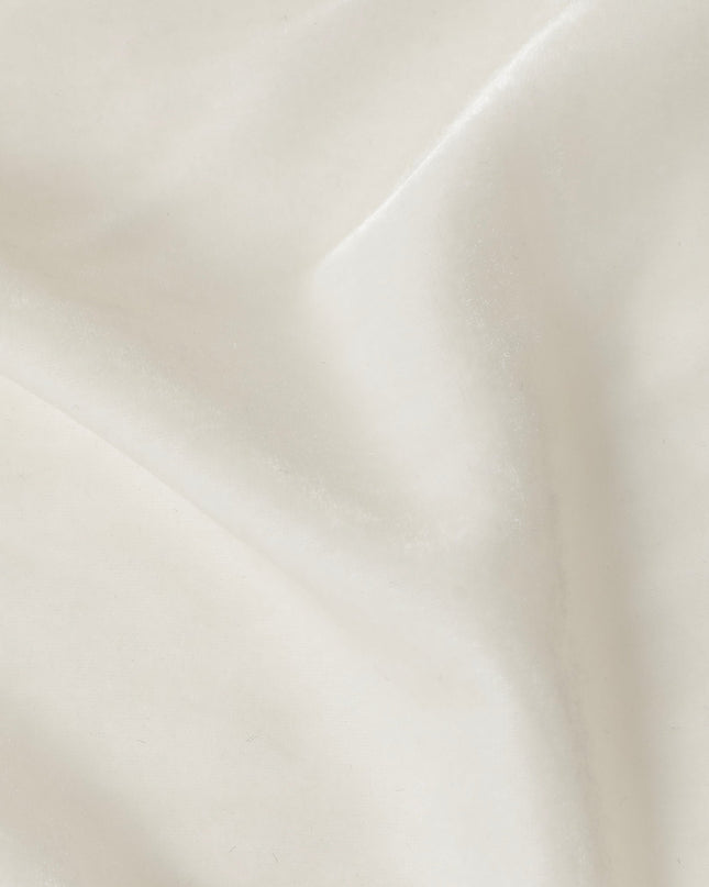 Pearl Ivory Self Silk Blended Velvet Fabric 140cm