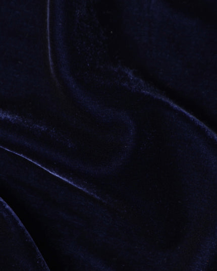 Deep Navy Self Silk Blended Velvet Fabric 140cm