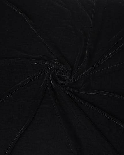 Jet Black Self Silk Blended Velvet Fabric 140cm