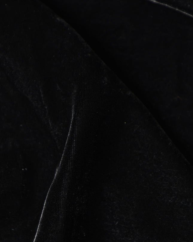 Jet Black Self Silk Blended Velvet Fabric 140cm