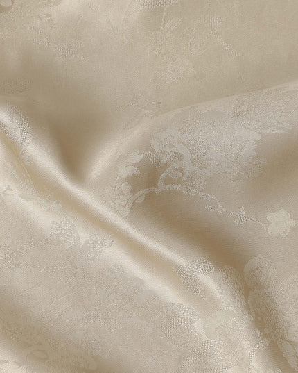 Beige Self Woven Pure Silk Satin Fabric 110cm China