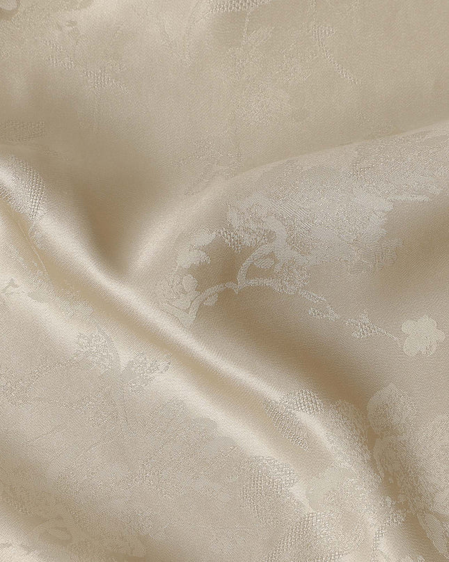 Beige Self Woven Pure Silk Satin Fabric 110cm China