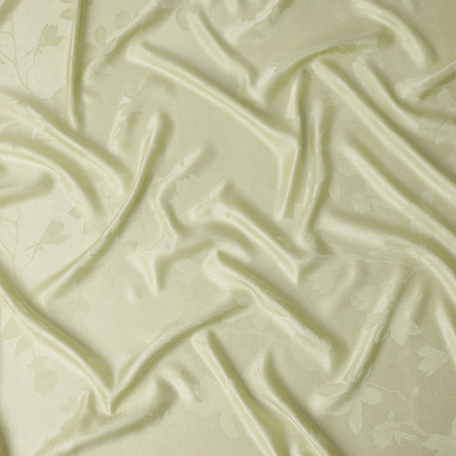 Pale Celadon Floral Silk Satin Fabric 110cm