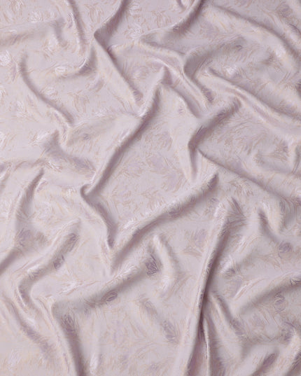 Lilac Textured Floral Pattern Pure Silk Satin Fabric, 140 Cms Width, Made in South Korea-D26007