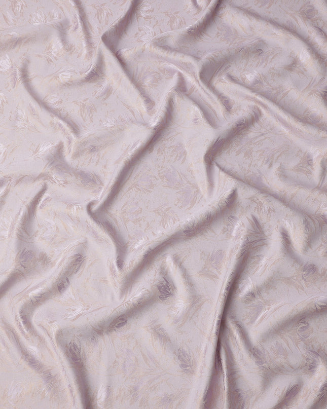 Lilac Textured Floral Pattern Pure Silk Satin Fabric, 140 Cms Width, Made in South Korea-D26007