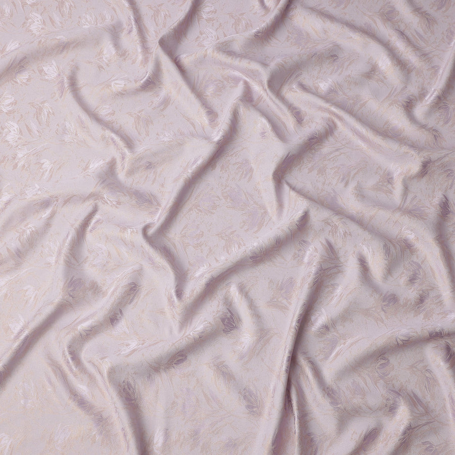 Lilac Textured Floral Pattern Pure Silk Satin Fabric, 140 Cms Width, Made in South Korea-D26007