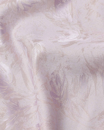 Lilac Textured Floral Pattern Pure Silk Satin Fabric, 140 Cms Width, Made in South Korea-D26007