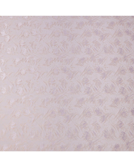 Lilac Textured Floral Pattern Pure Silk Satin Fabric, 140 Cms Width, Made in South Korea-D26007