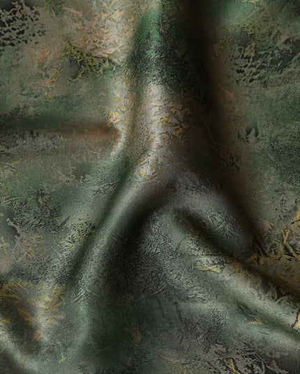 Olive Green Printed Silk Satin Fabric 140cm