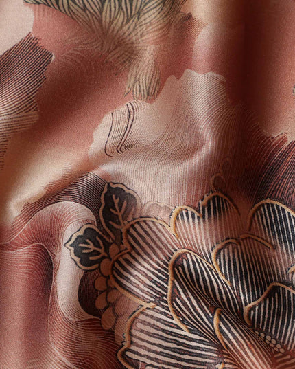 Dusty Rose Printed Silk Satin Fabric 140cm