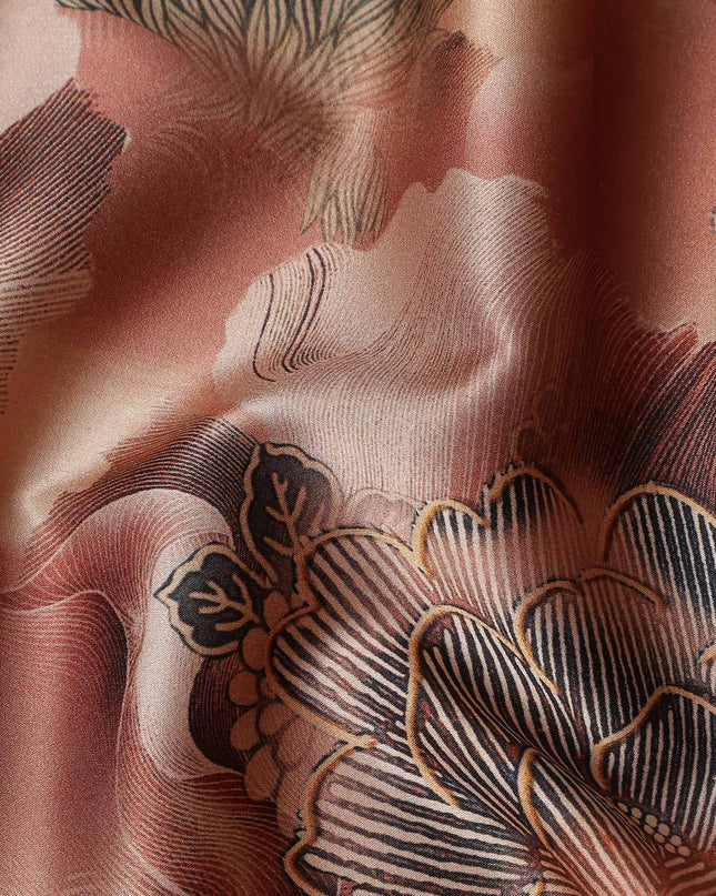 Dusty Rose Printed Silk Satin Fabric 140cm