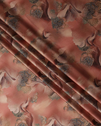 Dusty Rose Printed Silk Satin Fabric 140cm