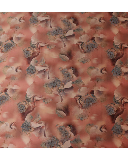 Dusty Rose Printed Silk Satin Fabric 140cm