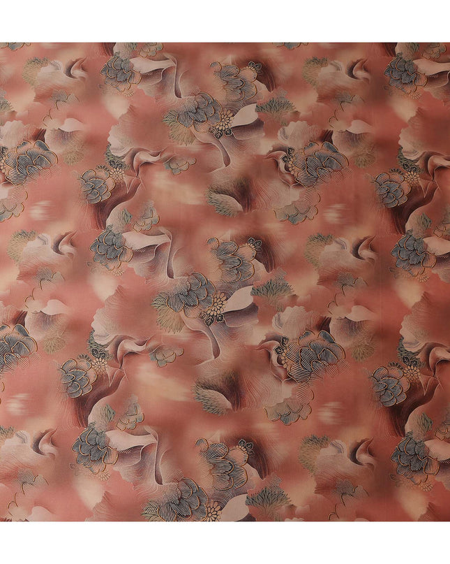 Dusty Rose Printed Silk Satin Fabric 140cm
