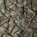 Olive Green Printed Silk Satin Fabric 140cm