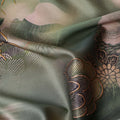 Olive Green Printed Silk Satin Fabric 140cm