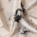 Ivory Cream Printed Silk Satin Fabric 140cm