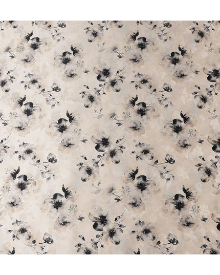 Ivory Cream Printed Silk Satin Fabric 140cm