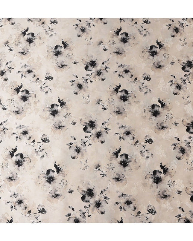 Ivory Cream Printed Silk Satin Fabric 140cm