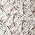 Ivory Cream Printed Silk Satin Fabric 140cm