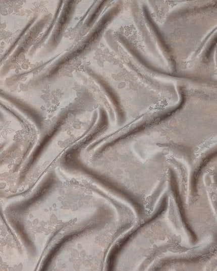 Grey Beige Self Woven Pure Silk Satin Fabric 110cm China