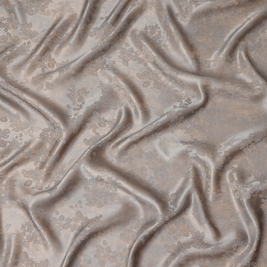 Grey Beige Self Woven Pure Silk Satin Fabric 110cm China