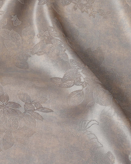 Grey Beige Self Woven Pure Silk Satin Fabric 110cm China