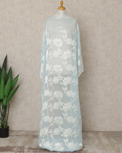 Light Blue Traditional Somali Silk Chiffon Dirac Fabric with Metallic Lurex, 3.5 Mtrs Piece, Width 140 Cms, Made in South Korea-D26477
