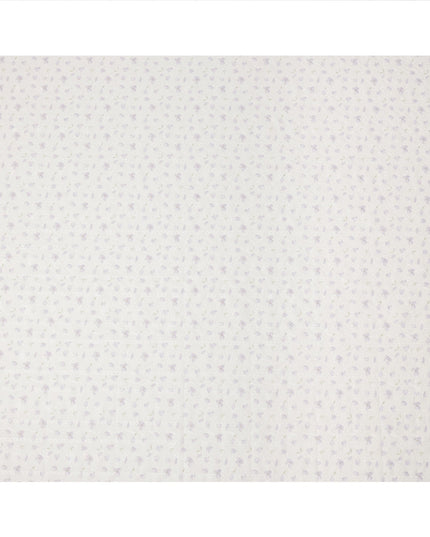 Off White Lavender Floral Embroidered Cotton Voile Fabric Soft Lightweight Sheer Design Elegant Apparel Material 150 Cms Width Made in India-D27443