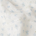 White and Light Blue Floral Embroidered Cotton Viscose Fabric, 140 Cms Width, Made in China-D26227