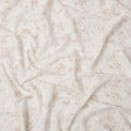 White and Beige Floral Embroidered Cotton Viscose Fabric, 140 Cms Width, Made in China-D26235