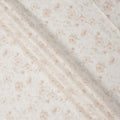 White and Beige Floral Embroidered Cotton Viscose Fabric, 140 Cms Width, Made in China-D26235