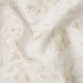 Off White Beige Floral Embroidered Cotton Voile Fabric Soft Sheer Lightweight Design 150 Cms Width Made in India-D27444
