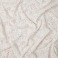 White and Blush Pink Floral Embroidered Cotton Viscose Fabric, 140 Cms Width, Made in China-D26234
