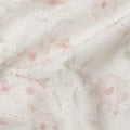 Off White Blush Pink Floral Embroidered Cotton Voile Fabric Soft Sheer Lightweight Design 150 Cms Width Made in India-D27445