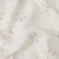 White and Pink Floral Embroidered Cotton Viscose Fabric, 140 Cms Width, Made in China-D26232