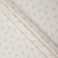 White and Pink Floral Embroidered Cotton Viscose Fabric, 140 Cms Width, Made in China-D26232