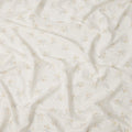 White and Mustard Floral Embroidered Cotton Viscose Fabric, 140 Cms Width, Made in China-D26238