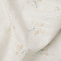 White and Mustard Floral Embroidered Cotton Viscose Fabric, 140 Cms Width, Made in China-D26238