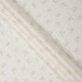 White and Mustard Floral Embroidered Cotton Viscose Fabric, 140 Cms Width, Made in China-D26238