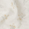 White and Yellow Floral Embroidered Cotton Viscose Fabric, 140 Cms Width, Made in China-D26233