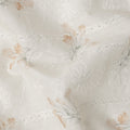 Off White Peach Floral Embroidered Cotton Voile Fabric Soft Sheer Lightweight Design 150 Cms Width Made in India-D27446