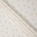 White and Light Beige Floral Embroidered Cotton Viscose Fabric, 140 Cms Width, Made in China-D26237